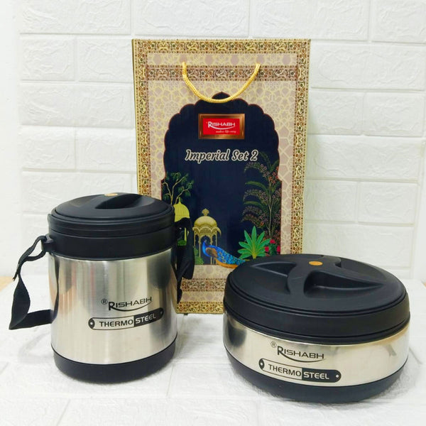 Di0258 Rishabh Imperial Set 2 - Thermo Steel Insulated Hot Pot & Water Jug Gift Set