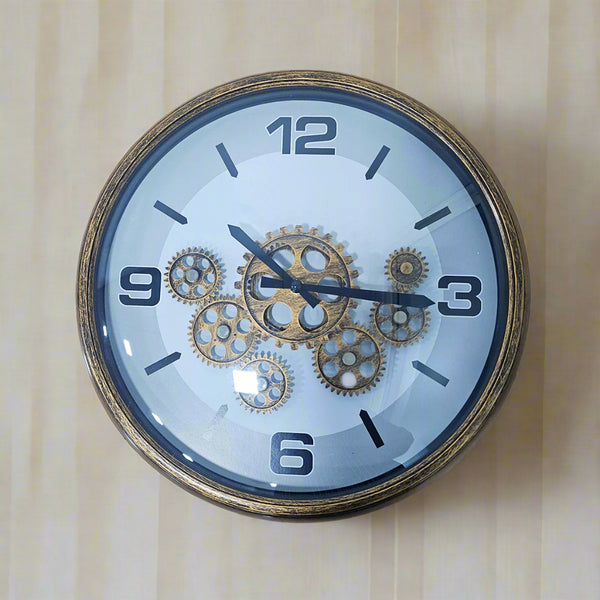 AM5948 Black Gear Wall Clock with Industrial Design