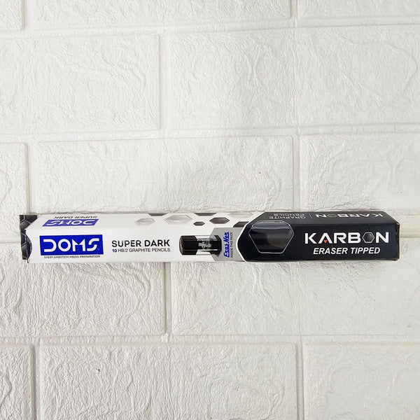 AM6064 DOMS Karbon Eraser Tipped Super Dark Pencil Pack of 1 (10 Pencils)