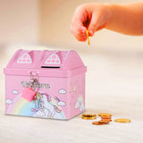AM5906 Unicorn Hut Shape Piggy Bank for Kids (Multicolor) - Lock and Two Keys