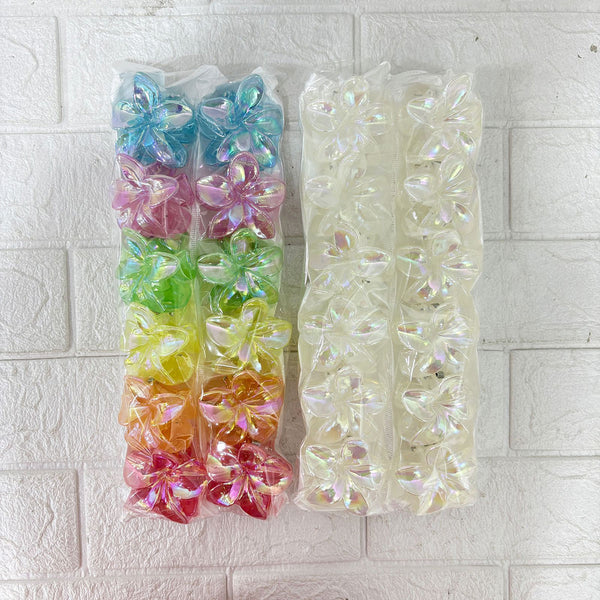 AM6396 Mix Sparkling Flower Design Hair Claw Clip - Medium (1pc)