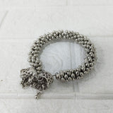 Di0219 Traditional Oxidized Silver Beaded Bracelet with Jhumka Charms