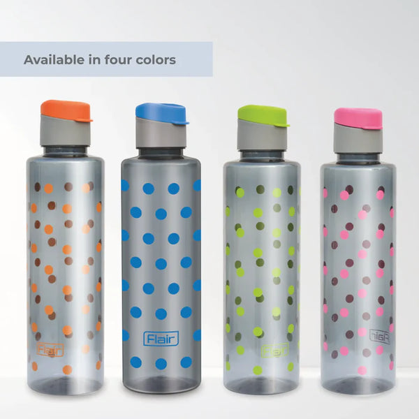 AM3655 Flair Plastic Polka Pet Fliptop Cap Water Bottles Set Of 4 Pcs