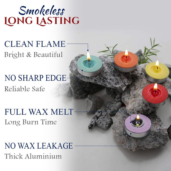 AM0151 Tealight Candles MultiColor (Pack of 10, 6 GM)