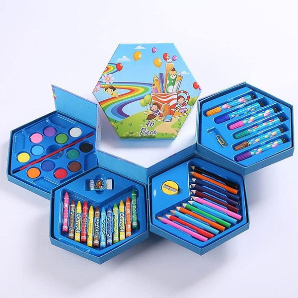 TM0043 46 Pcs Plastic Art Colour Set with Color , Crayons, Oil Pastel and Sketch Pens