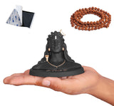 3241 3 inch Height Adiyogi Statue with Rudraksha Mala for Car Accessories for Dash Board, Pooja & Gift, Decor Items for Home & Office