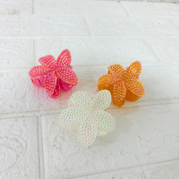 AM6396 Mix Sparkling Flower Design Hair Claw Clip - Medium (1pc)