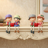 TM0022 Sitting Boy & Girl Love Dolls with Dangling Legs Showpiece