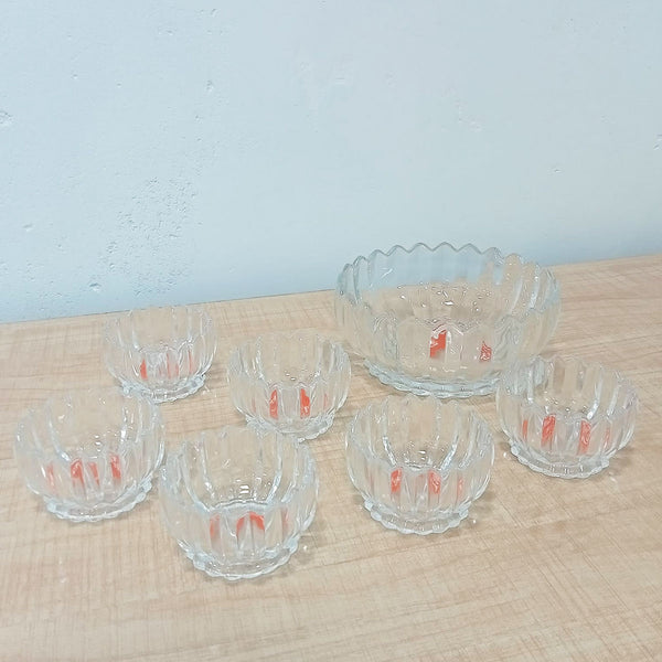 AM5983 Crystal Glass Serving Bowl (Multidesign)- Set of 1 Large & 6 Small Bowl-- KRPS041-L7 & KRPS021-L7 & KRPS031-L7)