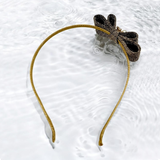 AM6380 Multicolour Elegant Glitter Bow Hairband with Pearl & Stone Centerpiece