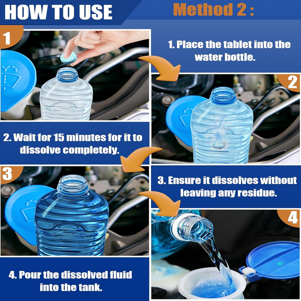 Car windshield washer fluid tablets