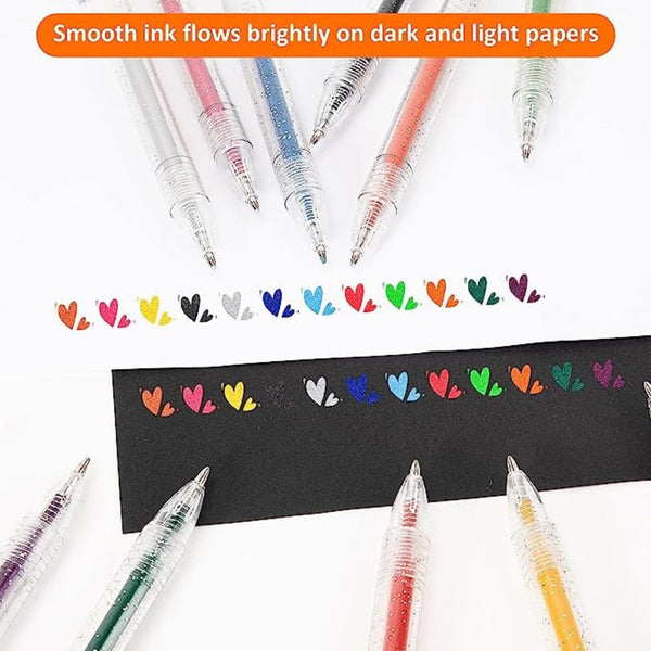 AM0878 Metallic Glitter Gel Pens 1.0mm Colored Pen 12 Colors