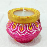 Di0384 Handcrafted Diwali Matka Style Wax Diyas – Multidesign Colorful