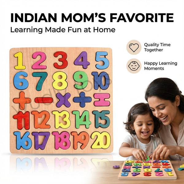 A07137 Skill Building Wooden Number and Math Educational Puzzle for Kids
