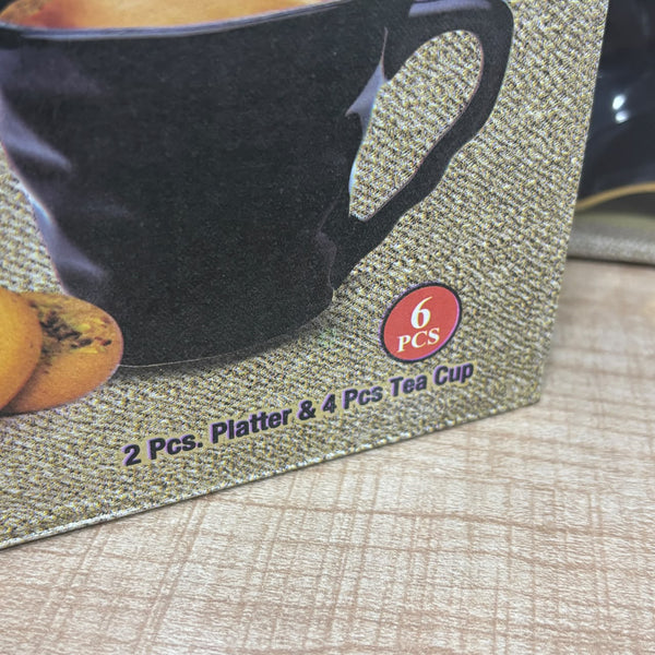 A07842 Luna Star 6 Pcs Ceramic Tea Set – 4 Tea Cups & 2 Serving Platters