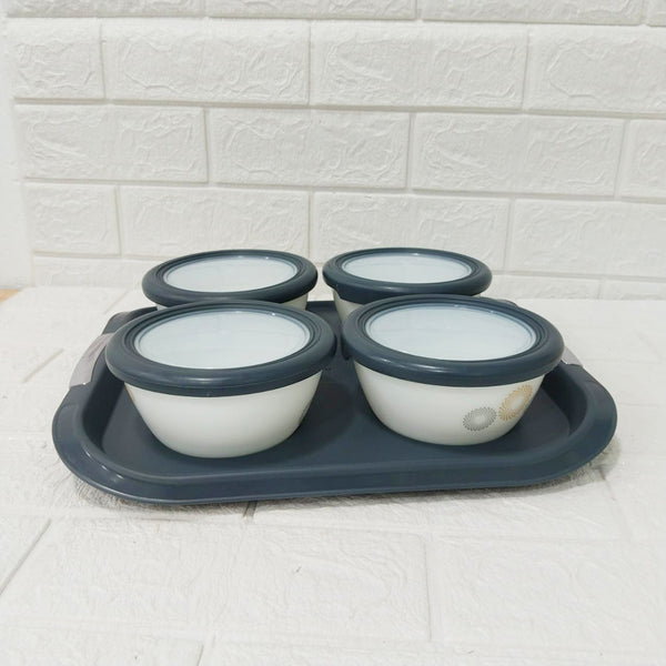 Di0233 Cello Regal Crazy Dots Dry Fruit Set - 9 Pieces (4 Bowls with Lids, 1 Tray)