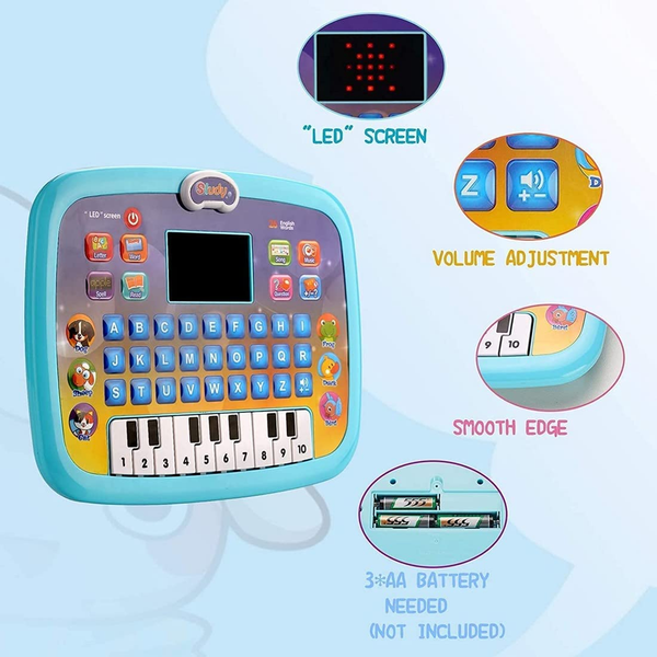 AM0873 Educational Learning Kids Laptop Tablet Computer Plus Piano with led Screen Music Fun Toy Activities for Kids Toddlers