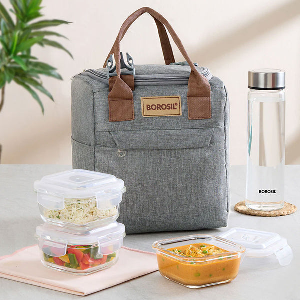 AM6174 Borosil Gourmet Square Glass Lunch Box Set