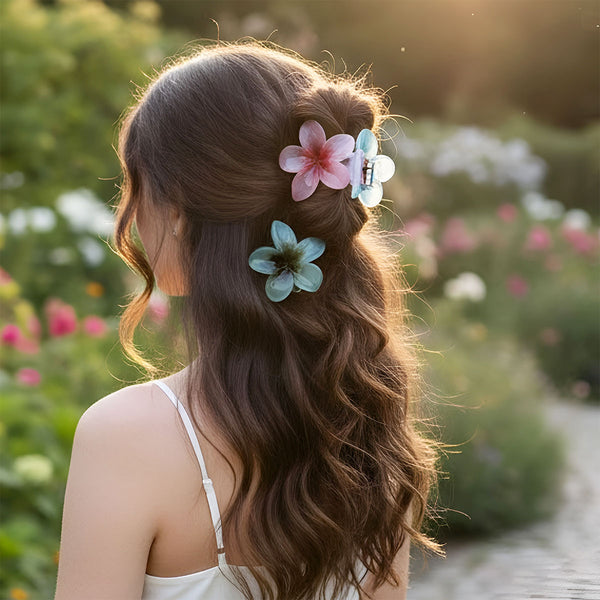 AM6398 Mix Jelly Flower Mini Hair Claw Clip for Women and Girls - Small (1pc)