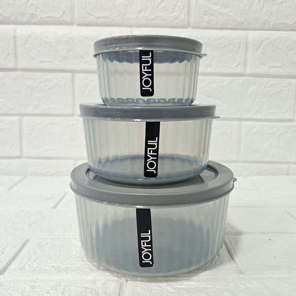 Di0052 Joyful Flute 3-Piece Airtight Container Set – 300 ml, 600 ml & 1200 ml