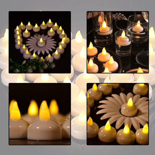 6432 SET OF 12 FLAMELESS FLOATING CANDLES BATTERY OPERATED TEA LIGHTS TEALIGHT CANDLE - DECORATIVE, WEDDING.( DIYA , DIVO , DIVA , DEEPAK , JYOTI ,)