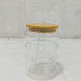 AM6279 Stylish High Borosilicate Glass Honey Jar with Wooden Dipper and Lid (550 ml) – 1 Pc