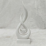 AM6248 White Abstract Flame Sculpture with Clear Crystal Sphere