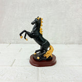 AM6410 Black and Gold Rearing Horse Showpiece on Wooden Base - Small Size