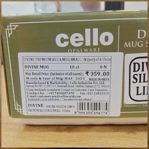AM5672	Cello Divine Premium Ricca Small Mug - 6pcs