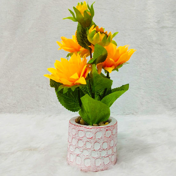 AM6239 Artificial Sunflower Textured Ceramic Pot
