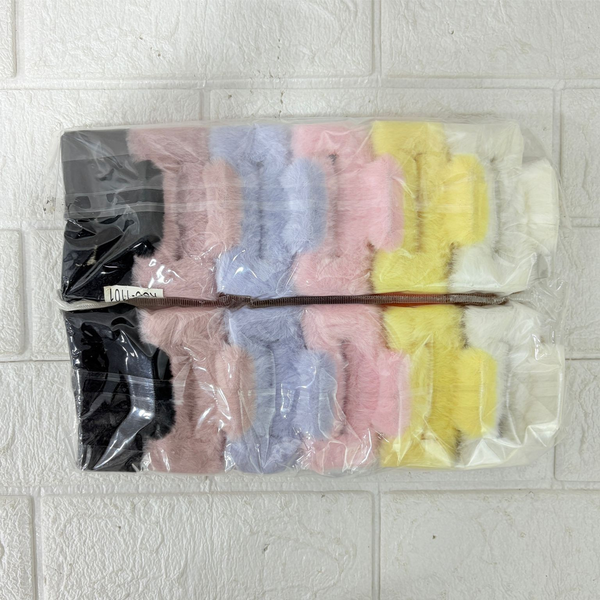 AM6383 Dual Shade Square Shape Fur Hair Claw - 1pc (Multicolour)