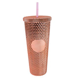 14083 Studded Cup Tumbler Straw Lid - Plastic Double Walled Cold Cup for iced Coffee