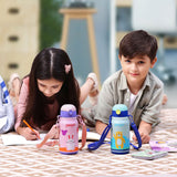 AM6485 Pexpo Poggo 450 Insulated Kids Water Bottle with Sipper Cap and Cartoon Design