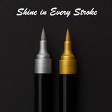 AM6298 Camel Metallic Brush Pens 2 Shades Gold & Silver