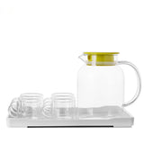 AM5991 Classic Transparent Glass Water Jug with 4 Cups & Tray – Elegant Drinkware Set