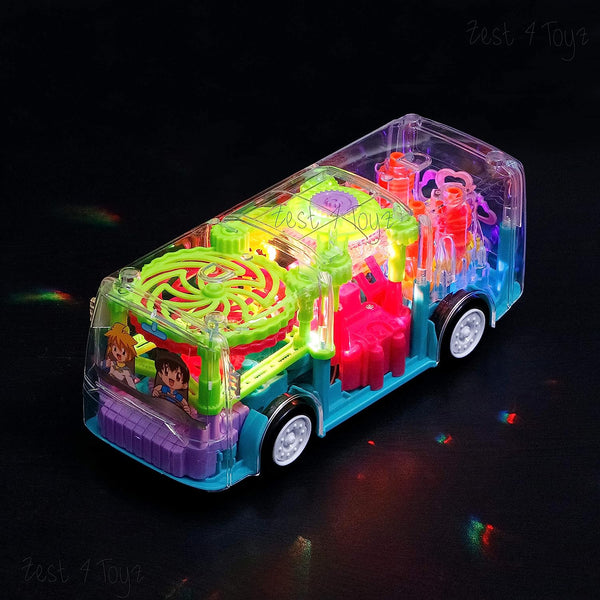 AM0133 3D Light & Musical Sound Gear Bus with 360 Degree Rotating Battery Operated Toys