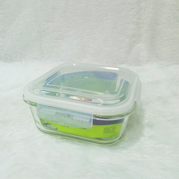 AM6195 Borosil Klip N Store Square Glass Container - 1 Ltr with Air Tight Lid