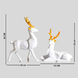 AM5367 White Deer Pair Showpiece for Home Decor Showpiece- Pack of 2 deer