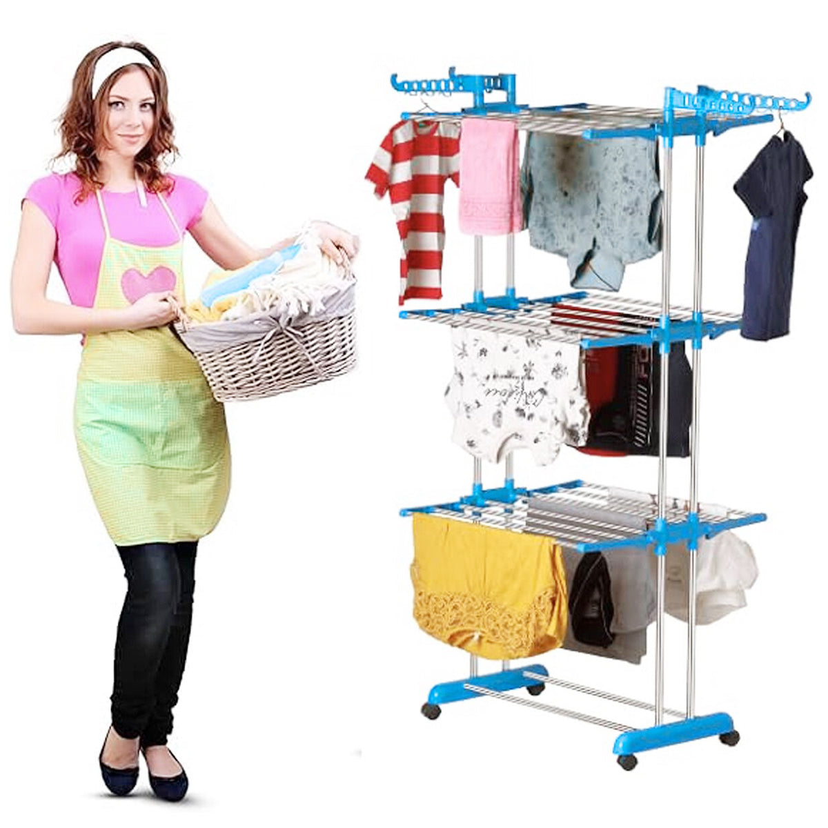 AM5609 NPDP Modular 3 Layer Clothes Stand - Case Steel Dryer Rack for ...