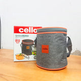 AM5449 Cello Royale Round Glass Lunch Box 400ml x 3 N with Vertical Jacket & 2 Spoons (Pack of 3Pc)