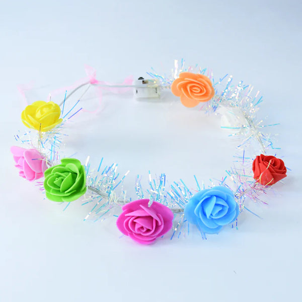 8971 LED Flower Crown Headband – Multicolor Light-Up (1 Pc), Hair accessories