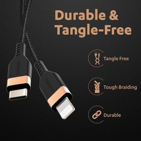 AM5885 Duracell USB Type C To Lightning Apple Certified (Mfi) Braided Sync & Charge Cable - 3.9 Feet (1.2M)