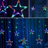 Di0062 12 Stars LED Curtain String Lights - 6x6 (Multicolour)