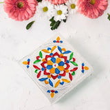 2563 1 Pc Meenakari Wooden Chowki & Bajot Set: For Home & Office Puja (Multicolor)