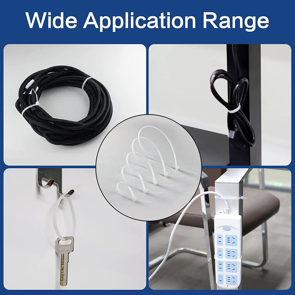 AM5893 White Self locking Nylon Cable Tie - 6 Inch (Pack of 100pcs)