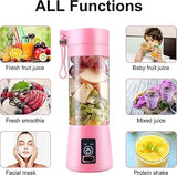 AM6822 Portable 2 USB Electric Juicer – 6-Blades Protein Shaker Blender Cup (380 ML)
