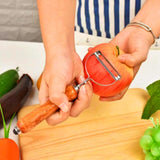 3484 Stainless Steel Potato Vegetable Peeler Scrapper with Wooden Handle