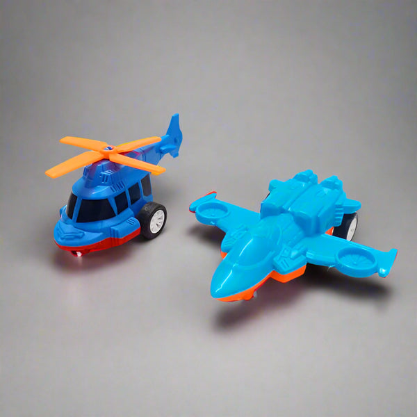 AM5274 Majestic Machines Mini Jet & Helicopter Toy Set (Pack of 2 Pcs)