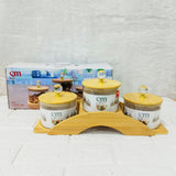 AM6270 Shine Mix Candy Jar Set 3PC with Bamboo Stand