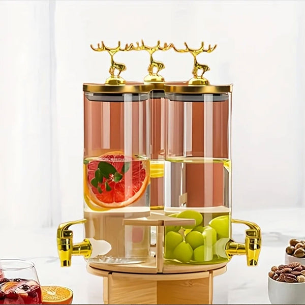AM5970 3-Compartment Beverage Dispenser with Golden Tap & Stand (Each 1850 ml)